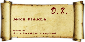 Dencs Klaudia névjegykártya